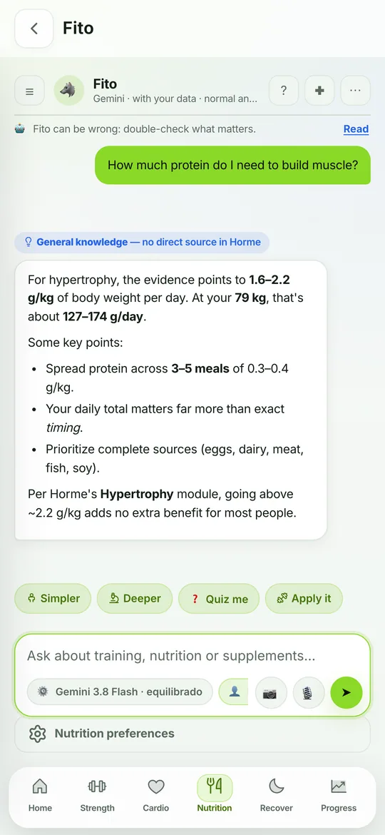 Chat with Fito showing source citations