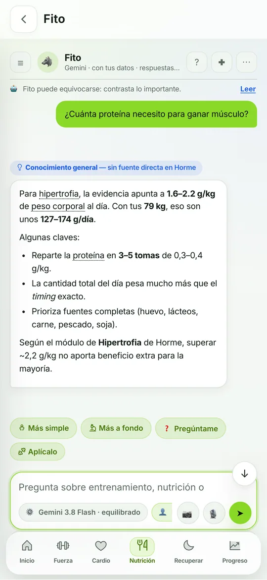 Chat con Fito mostrando las citas de las fuentes